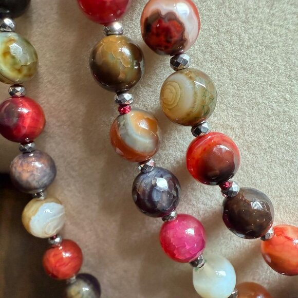 Multicolored Fire Crackle Agate Beaded Strand Necklace - Picture 3 of 3